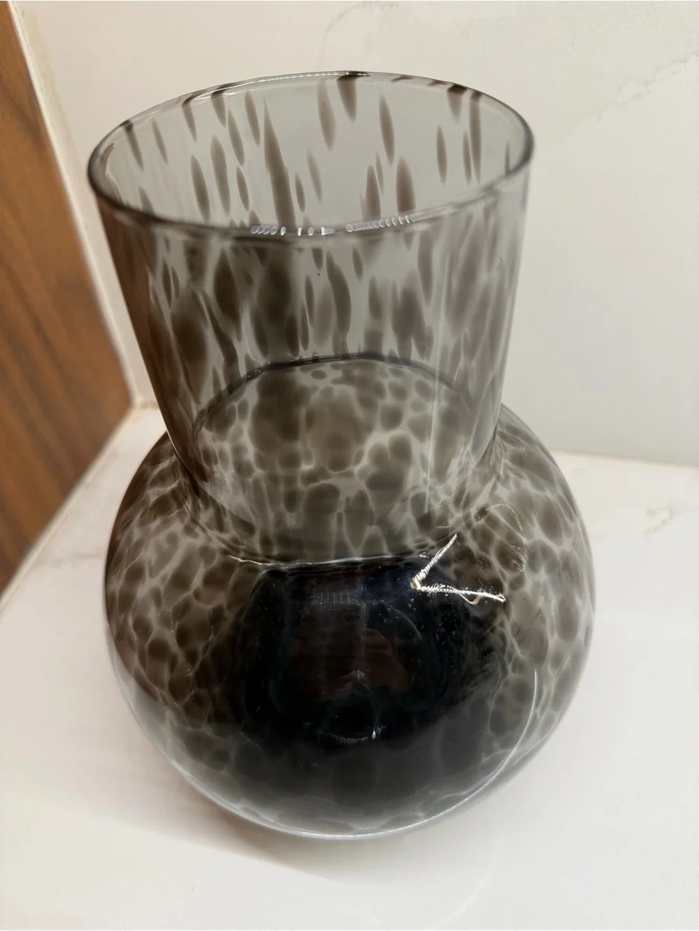 Pigeon & Poodle Black Leopard Hand Blown Glass Vase Lausanne
